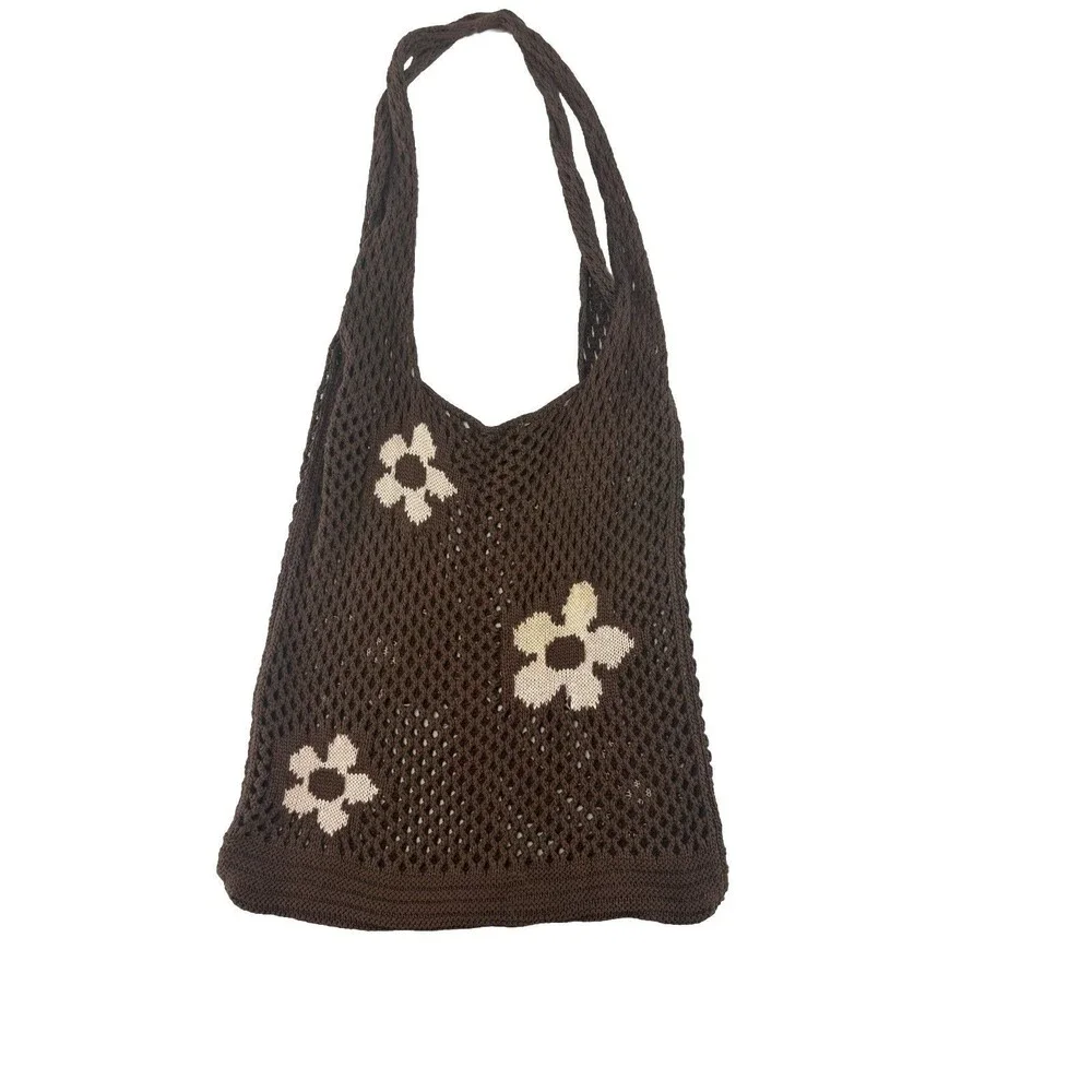 Reusable Bag Brown Floral Mesh Tote Bag Fairycore Cottagecore Cocotte